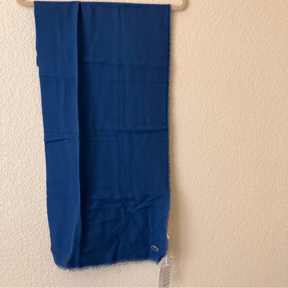 Lacoste Royal Blue Scarf with Logo Made in ItalyNWT
